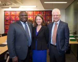 Lagos State Governor, Mr. Akinwunmi Ambode, with Faculty Director, Legatum Center & member of UK Prime Minister's Council for Science and Technology, Professor Fiona Murray and Associate Provost for International Activities, Professor Richard Lester during a meeting between the MIT Africa Initiative and Lagos State Government in Boston, Massachusetts, U.S.A, on Thursday, November 17, 2016. 