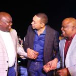 Lagos State Governor, Mr. Akinwunmi Ambode, with Senator Ben Bruce and Senator Adeola Olamilekan Solomon during the unveiling of the Eko Pearl Tower at the Eko Atlantic City, Victoria Island, Lagos, on Friday, November 11, 2016.