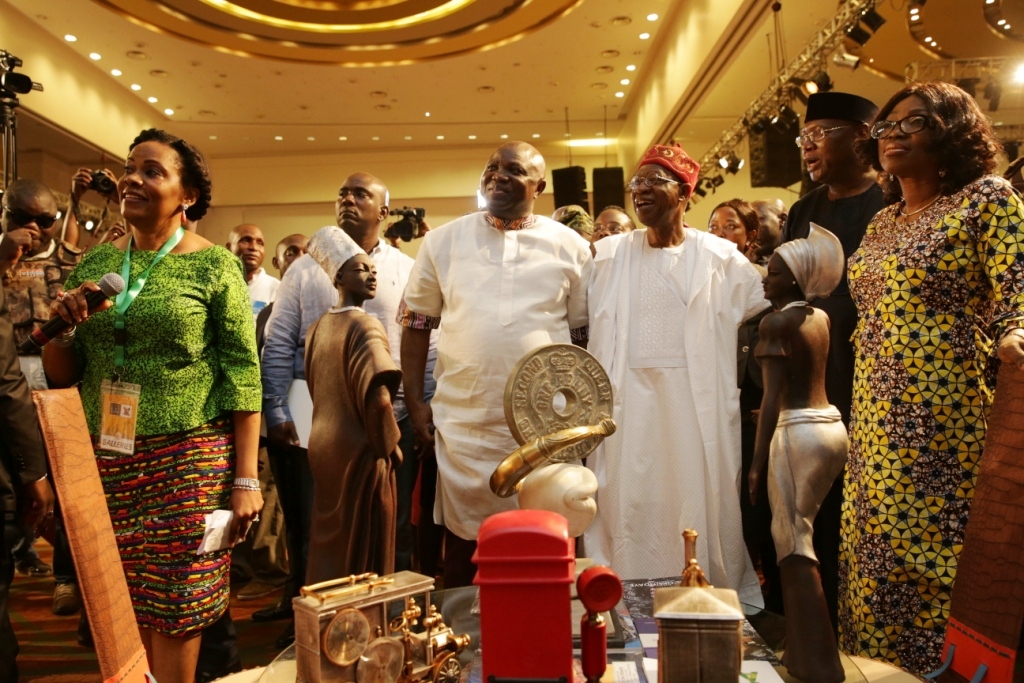 Photo of GOV. AMBODE, FIRST LADY, MINISTER LAI MOHAMMED AT OPENING OF RASHEED GBADAMOSI ART EXHIBITION