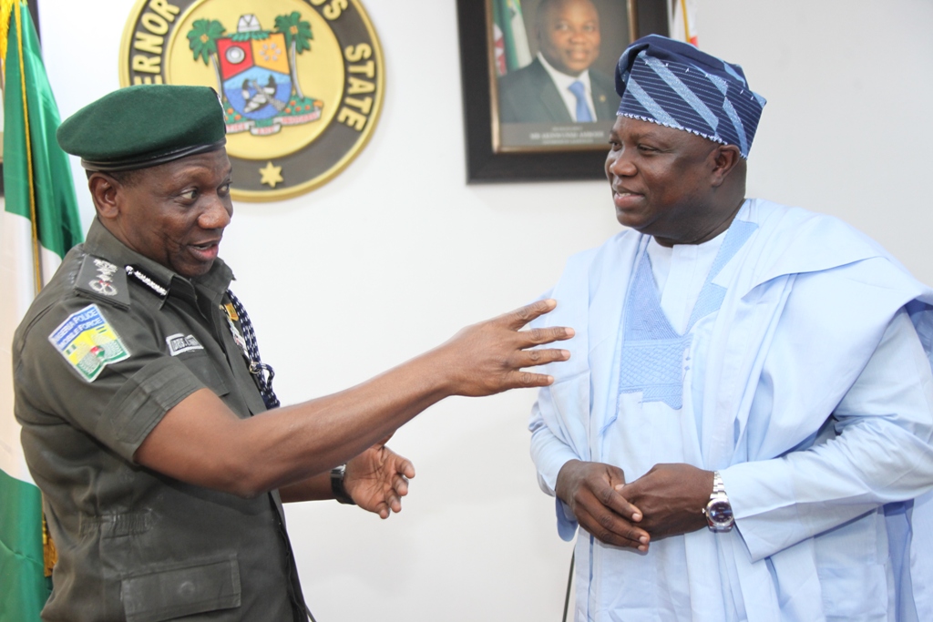 Photo of GOV. AMBODE RECEIVES INSPECTOR GENERAL OF POLICE, IDRIS IBRAHIM AT LAGOS HOUSE, IKEJA