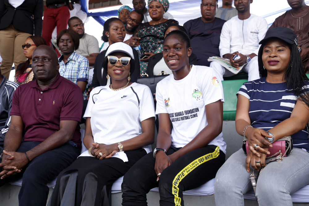 Photo of WIFE OF LAGOS STATE GOVERNOR, BOLANLE AMBODE AT EXHIBITION MATCH BETWEEN LAGOS TEAM AND NWPL TEAM AT AGEGE STADIUM