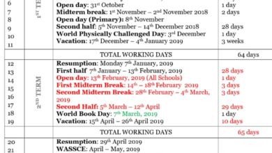 Photo of 2018/2019 Academic Calendar