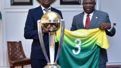 Photo of GOV. AMBODE RECEIVES THE INTERNATIONAL CRICKET COUNCIL (ICC) CRICKET WORLD CUP TROPHY AT LAGOS HOUSE, ALAUSA, ON TUESDAY, FEBRUARY 12, 2019