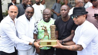 Photo of GOV AMBODE RECEIVES FORMER AFRICAN FOOTBALL STARS AHEAD OF A TESTIMONIAL MATCH IN HIS HONOUR AT LAGOS HOUSE, ALAUSA, IKEJA, ON FRIDAY, MAY 17, 2019.