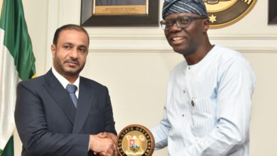 Photo of GOV. SANWO-OLU RECEIVES UAE CONSULATE GENERAL, DR. ABDULLA ALMANDOOS AT LAGOS HOUSE, IKEJA ON FRIDAY, JULY 26, 2019