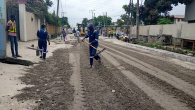 Photo of Palliative work with crushed stones on Coker road, Ilupeju-Mushin