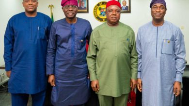 Photo of GOV. SANWO-OLU RECEIVES CHAIRMAN OF REVENUE MOBILIZATION ALLOCATION AND FISCAL COMMISSION (RMAFC), MR. ELIAS MBAM AT LAGOS HOUSE, IKEJA