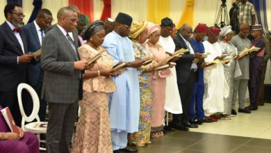 Photo of GOV SANWO-OLU SWEARS-IN NEWLY APPOINTED COMMISSIONERS AND SPECIAL ADVISERS AT ADEYEMI BERO AUDITORIUM, SECRETARIAT ALAUSA, ON TUESDAY, AUGUST 20, 2019